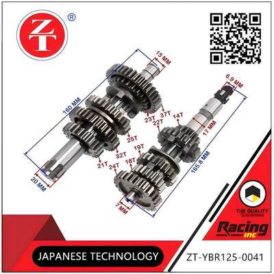 Carburized Hardened Steel YBR125 Motorcycle Engine Parts Gearbox Main And Auxiliary Shaft